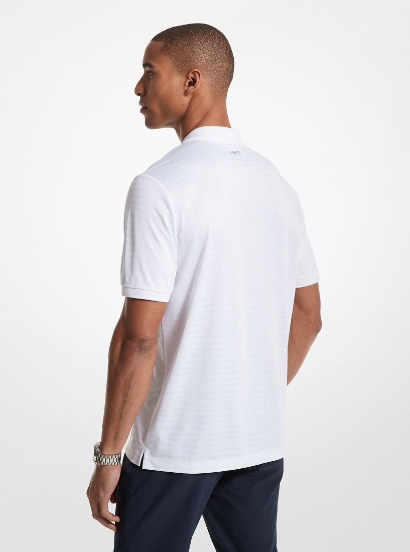 Michael Kors Striped Tech Performance Zip-Up Polo Shirt T-shirts Herren Weiß | KTENGC854