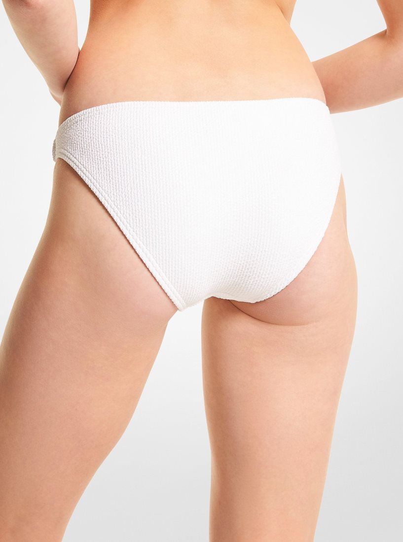 Michael Kors Textured Stretch Bikini Bottom Bademode Damen Weiß | LEPBJX486