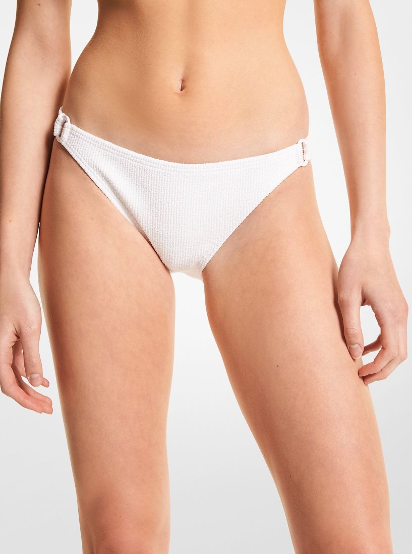 Michael Kors Textured Stretch Bikini Bottom Bademode Damen Weiß | LEPBJX486