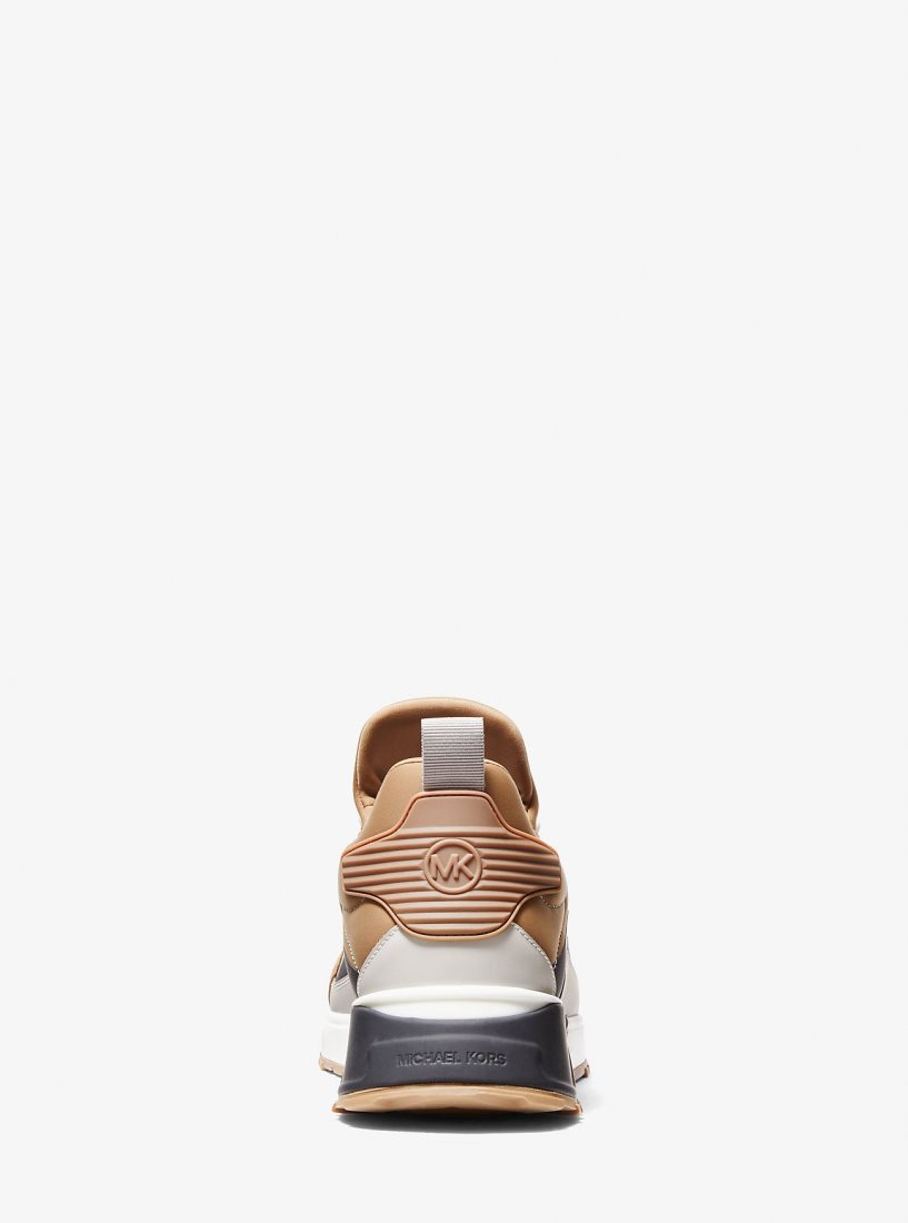 Michael Kors Theo Sport Mixed-Media Trainer Sportschuhe Herren Husk | YEFLTI079