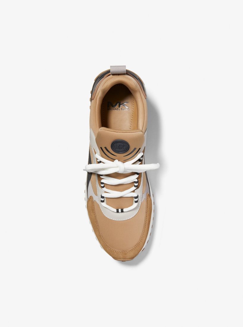 Michael Kors Theo Sport Mixed-Media Trainer Sportschuhe Herren Husk | YEFLTI079