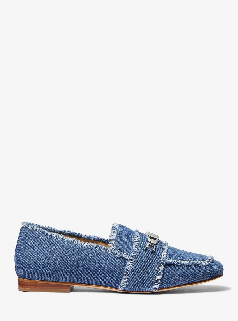 Michael Kors Tiffanie Frayed Denim Loafer Flache Schuhe Damen Blau | CYVNRE429