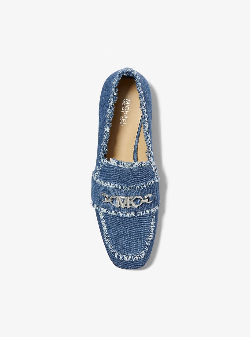 Michael Kors Tiffanie Frayed Denim Loafer Flache Schuhe Damen Blau | CYVNRE429