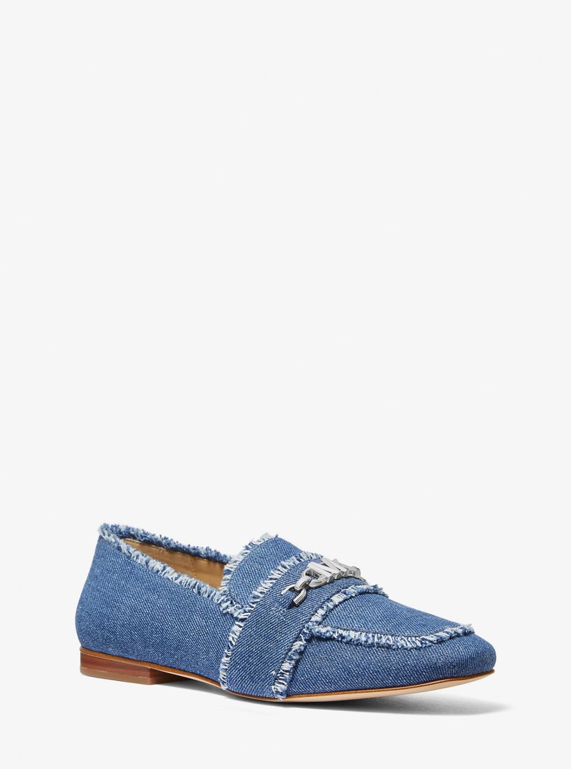 Michael Kors Tiffanie Frayed Denim Loafer Flache Schuhe Damen Blau | CYVNRE429