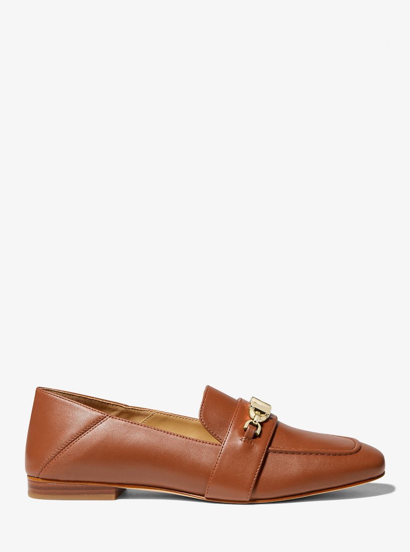 Michael Kors Tiffanie Leather Loafer Flache Schuhe Damen Luggage | MCDVSP719