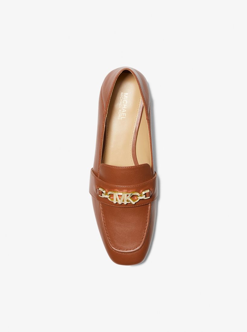 Michael Kors Tiffanie Leather Loafer Flache Schuhe Damen Luggage | MCDVSP719
