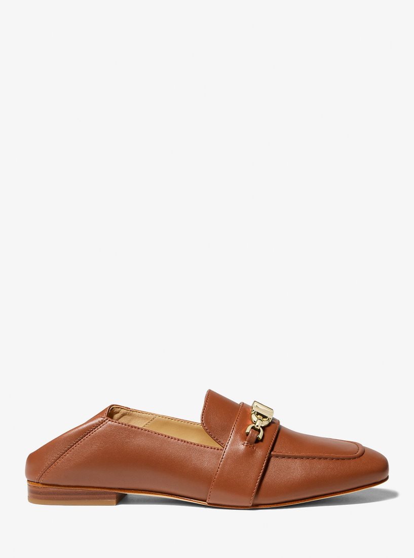 Michael Kors Tiffanie Leather Loafer Flache Schuhe Damen Luggage | MCDVSP719