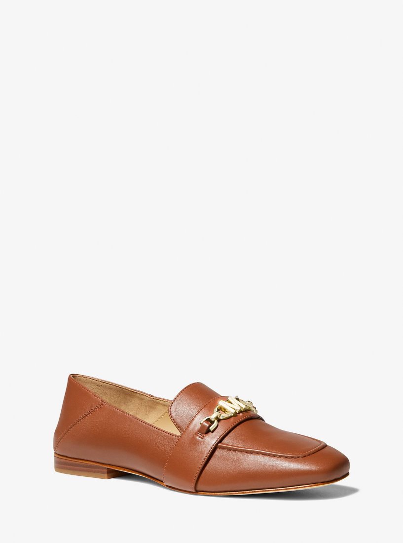 Michael Kors Tiffanie Leather Loafer Flache Schuhe Damen Luggage | MCDVSP719