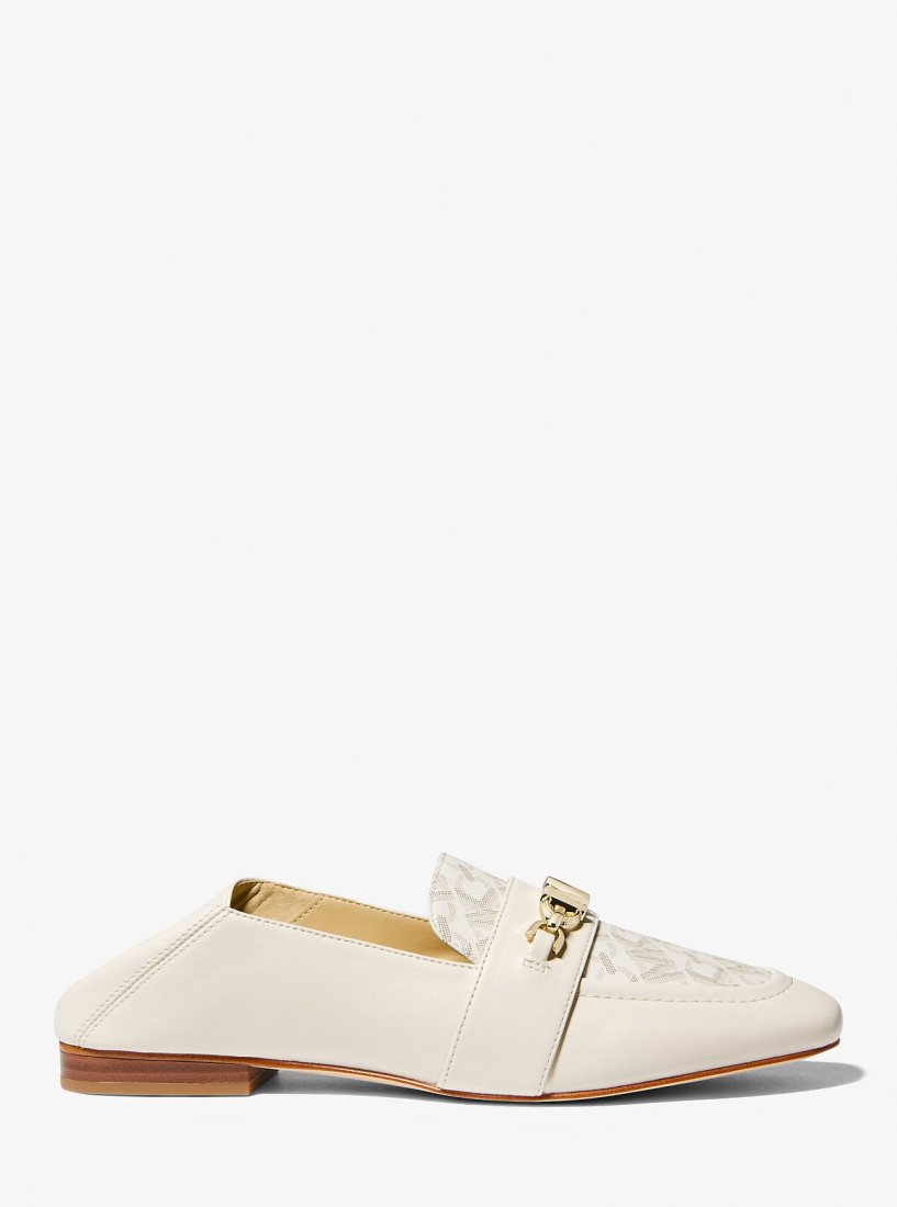 Michael Kors Tiffanie Leather and Empire Signature Logo Mule Flache Schuhe Damen Hellgelb | OHBPAK759
