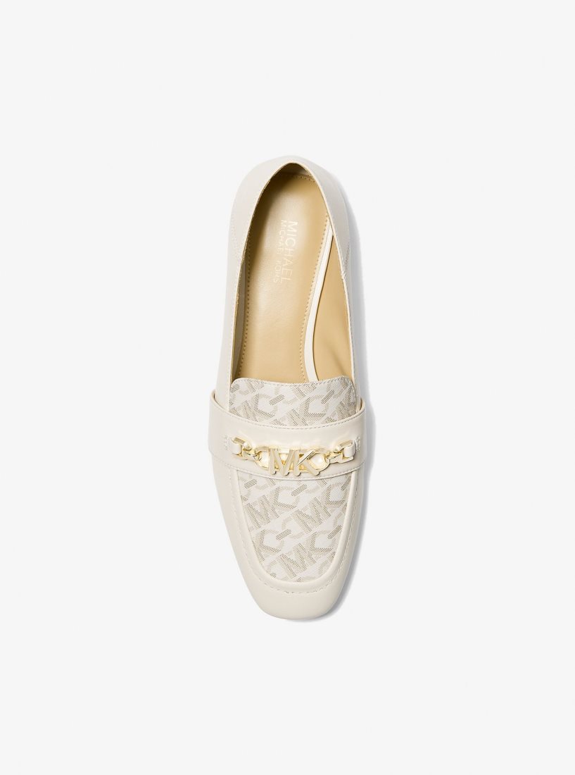 Michael Kors Tiffanie Leather and Empire Signature Logo Mule Flache Schuhe Damen Hellgelb | OHBPAK759