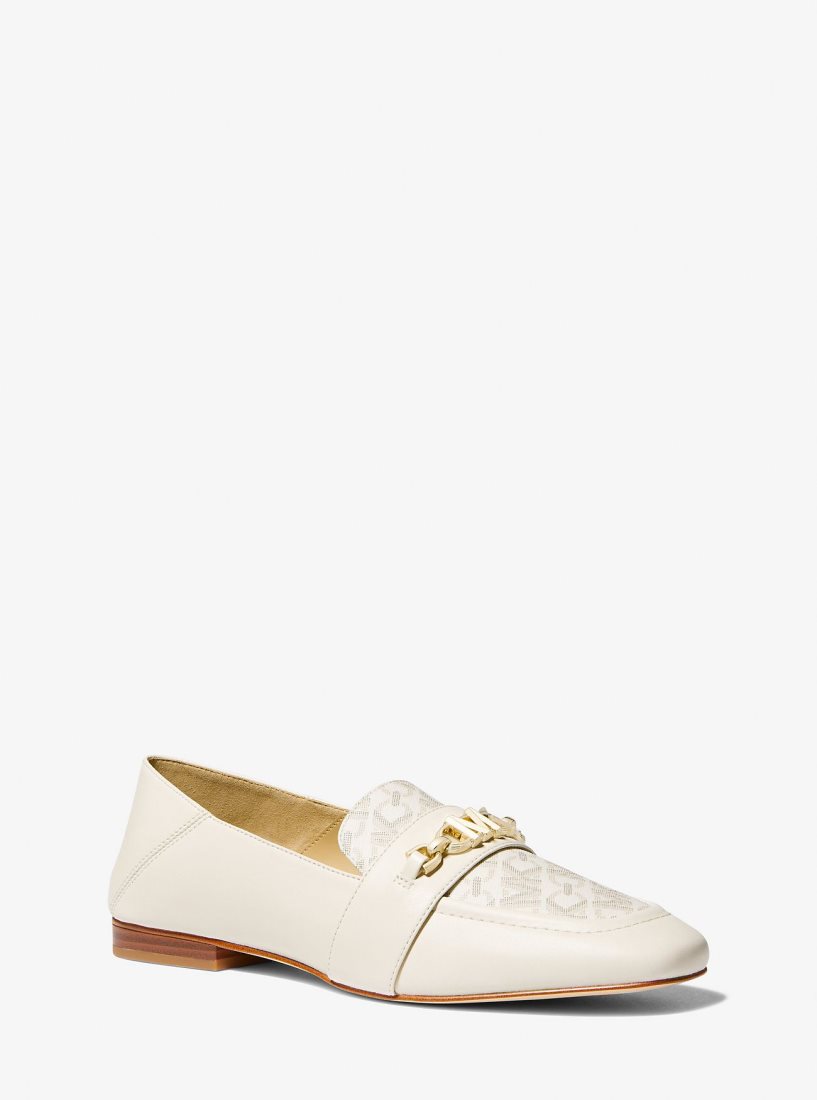 Michael Kors Tiffanie Leather and Empire Signature Logo Mule Flache Schuhe Damen Hellgelb | OHBPAK759