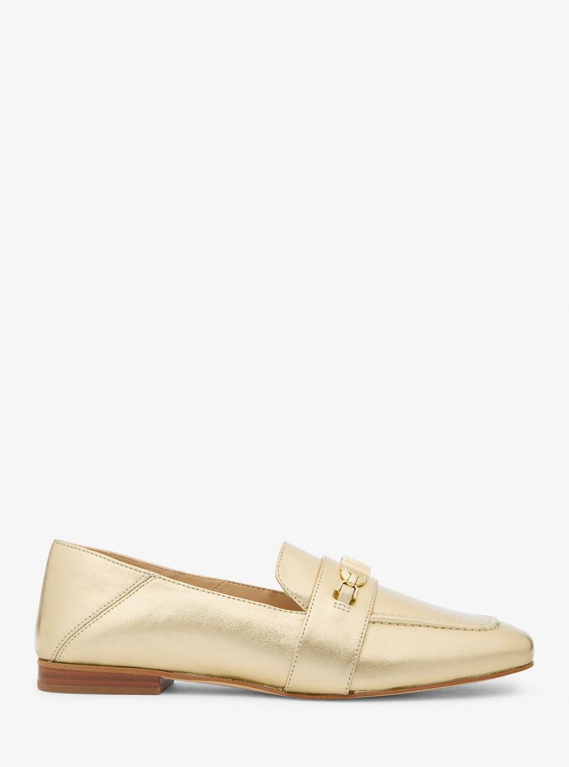 Michael Kors Tiffanie Metallic Leather Loafer Flache Schuhe Damen Gold | BZUGJV540