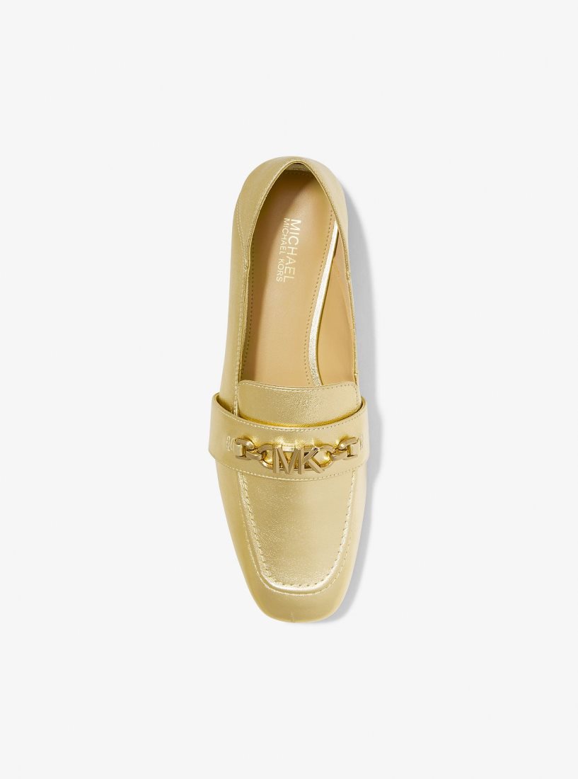 Michael Kors Tiffanie Metallic Leather Loafer Flache Schuhe Damen Gold | BZUGJV540