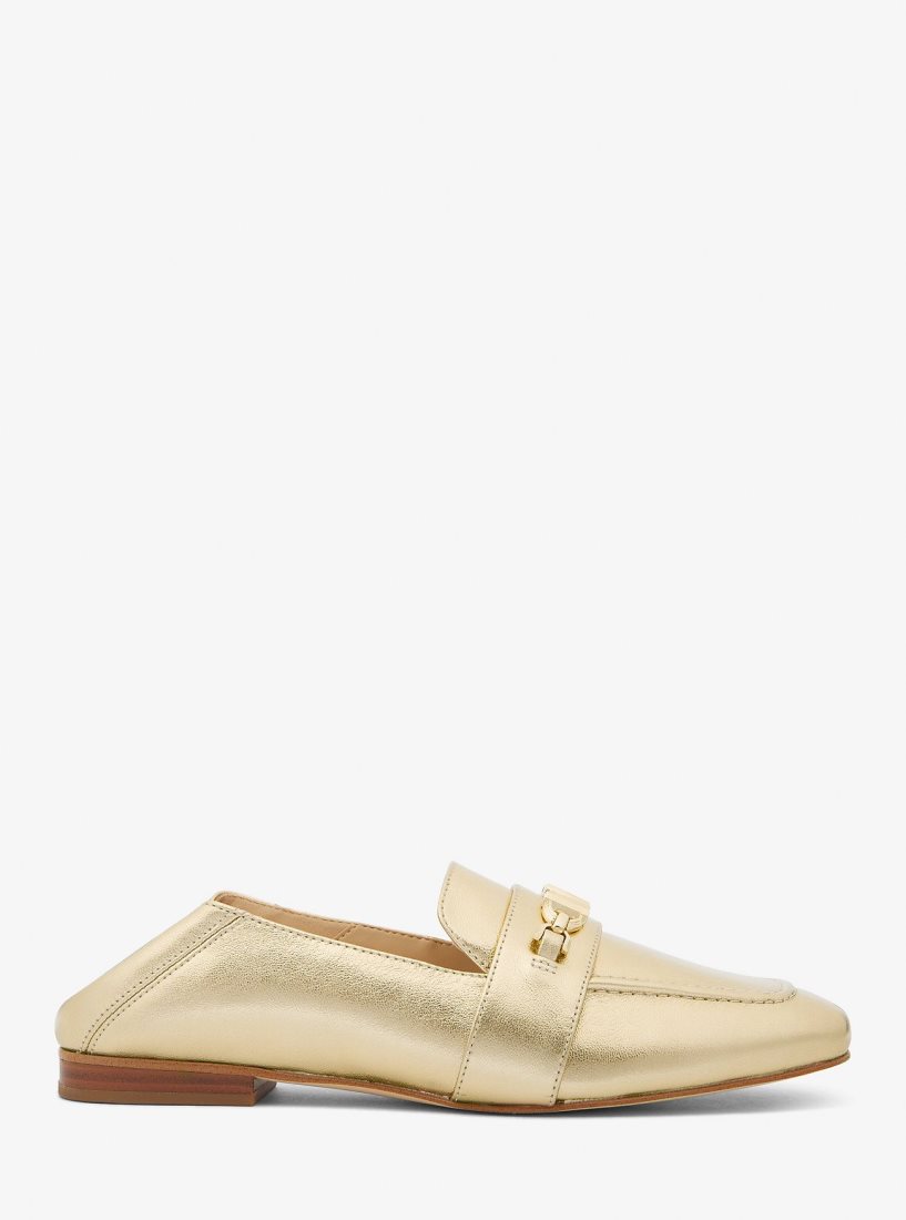 Michael Kors Tiffanie Metallic Leather Loafer Flache Schuhe Damen Gold | BZUGJV540