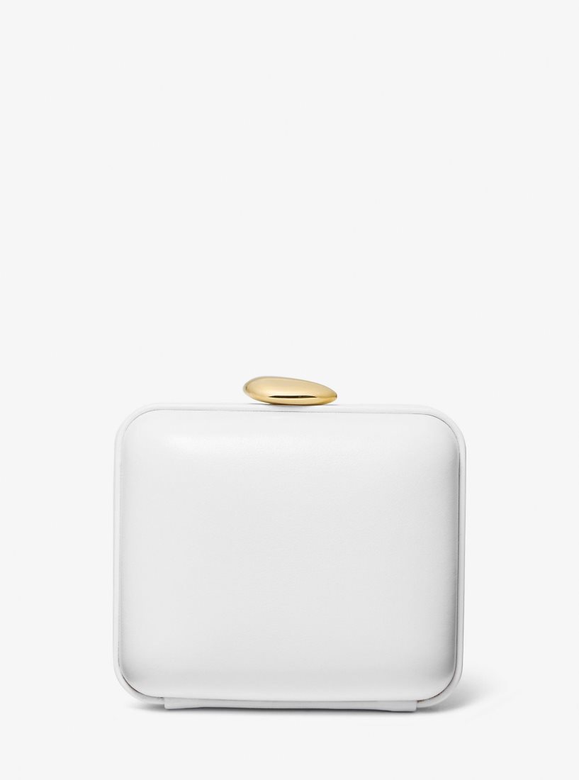 Michael Kors Tina Mini Leather Minaudiere Unterarmtasche-Taschen Damen Weiß | OZVXPT397