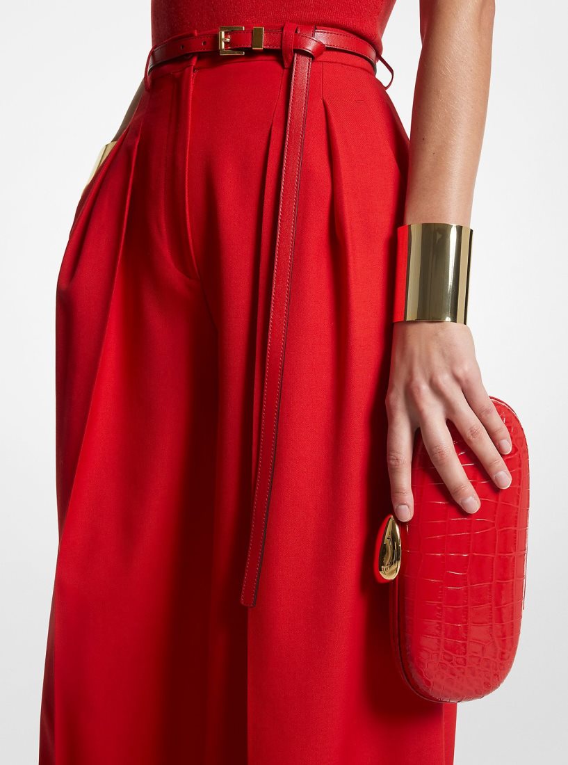 Michael Kors Tina Small Crocodile Embossed Leather Minaudiere Unterarmtasche-Taschen Damen Poppy | RGXYJE109