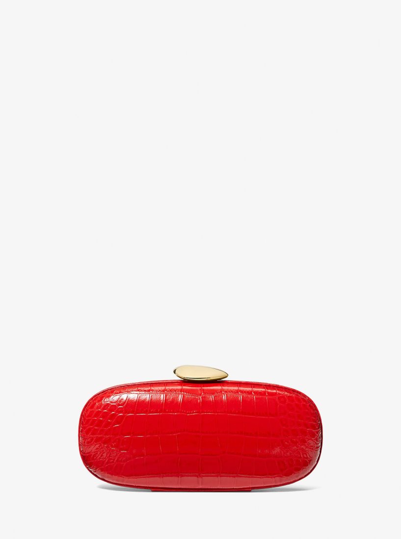 Michael Kors Tina Small Crocodile Embossed Leather Minaudiere Unterarmtasche-Taschen Damen Poppy | RGXYJE109