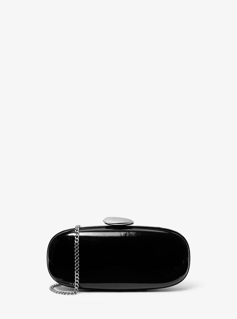 Michael Kors Tina Small Lack Leder Minaudiere Unterarmtasche-Taschen Damen Schwarz | ABGWLE031