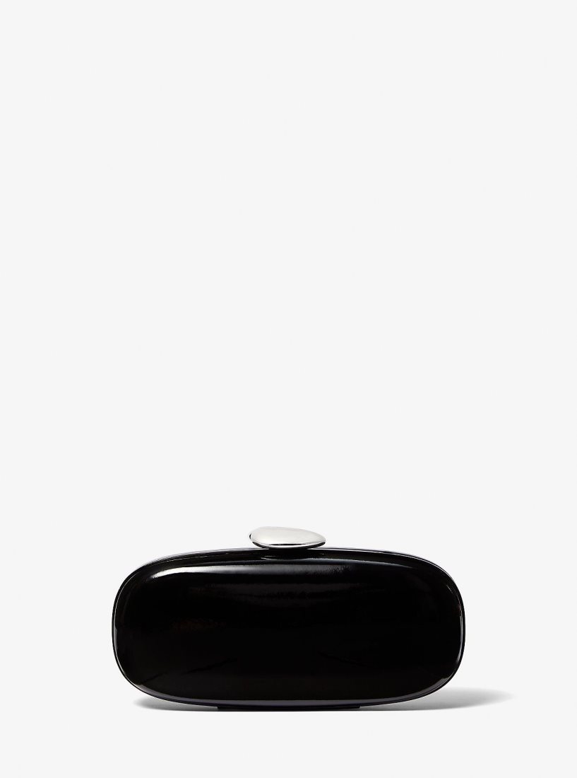 Michael Kors Tina Small Lack Leder Minaudiere Unterarmtasche-Taschen Damen Schwarz | ABGWLE031