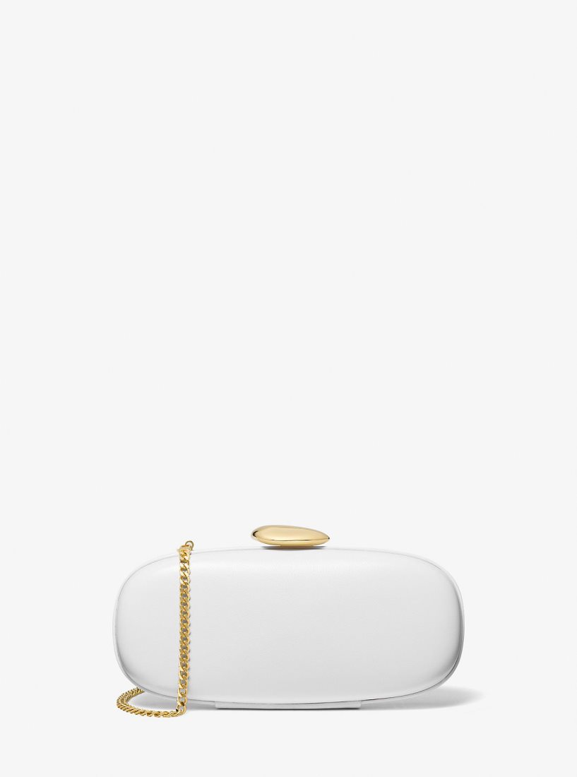 Michael Kors Tina Small Leather Minaudiere Unterarmtasche-Taschen Damen Weiß | AEWOBZ286