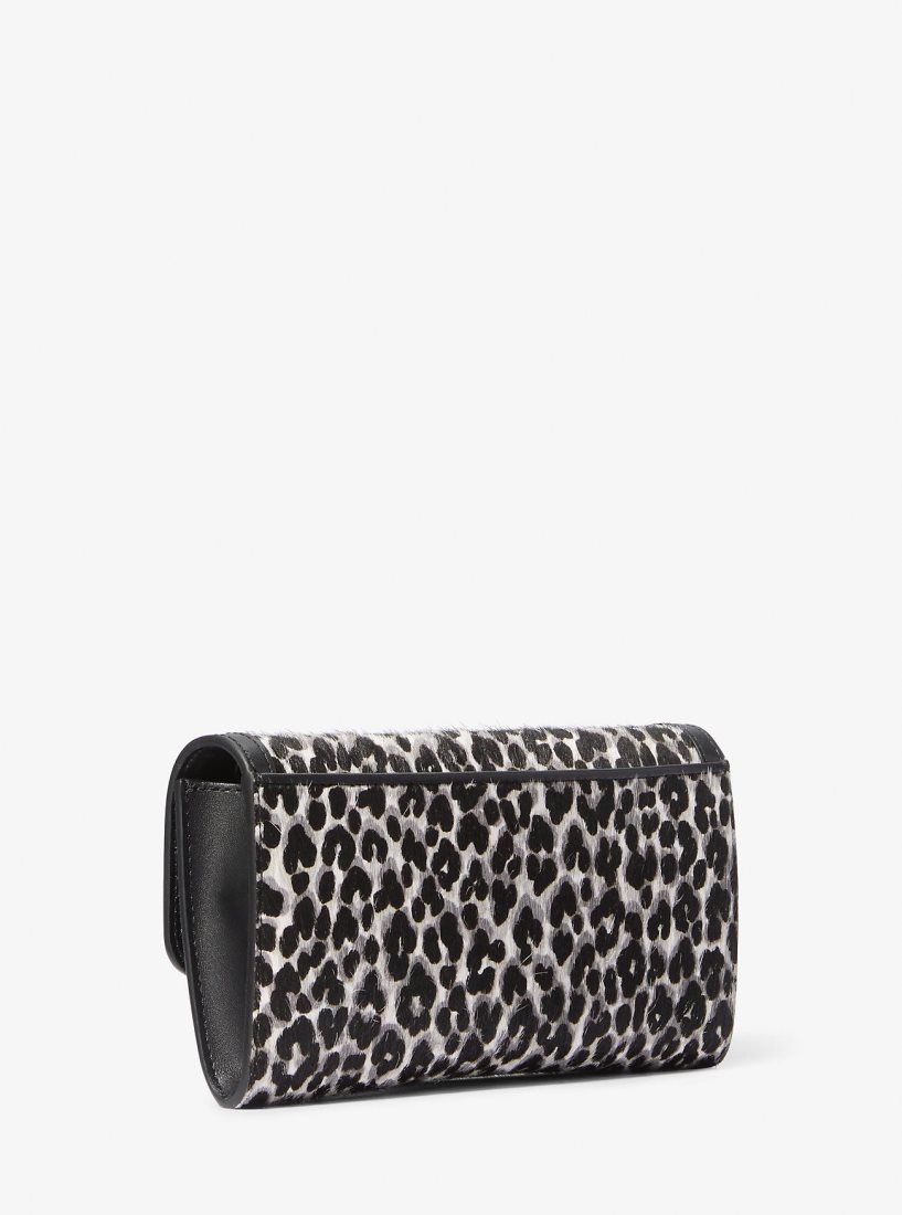 Michael Kors Tribeca Large Leopard Print Calf Hair Convertible Crossbody Bag Umhängetasche Damen Schwarz | WOXEZM906