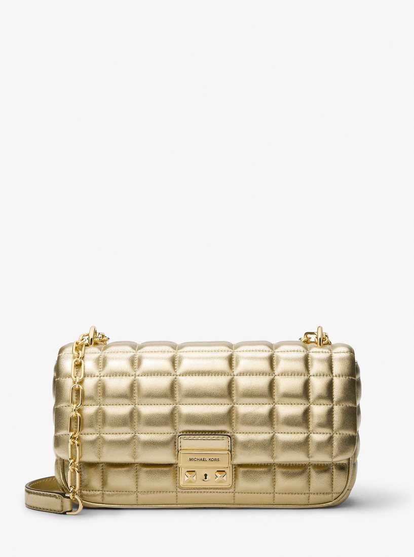 Michael Kors Tribeca Large Metallic Quilted Leather Shoulder Bag Schultertasche Damen Gold | DJSQFV471