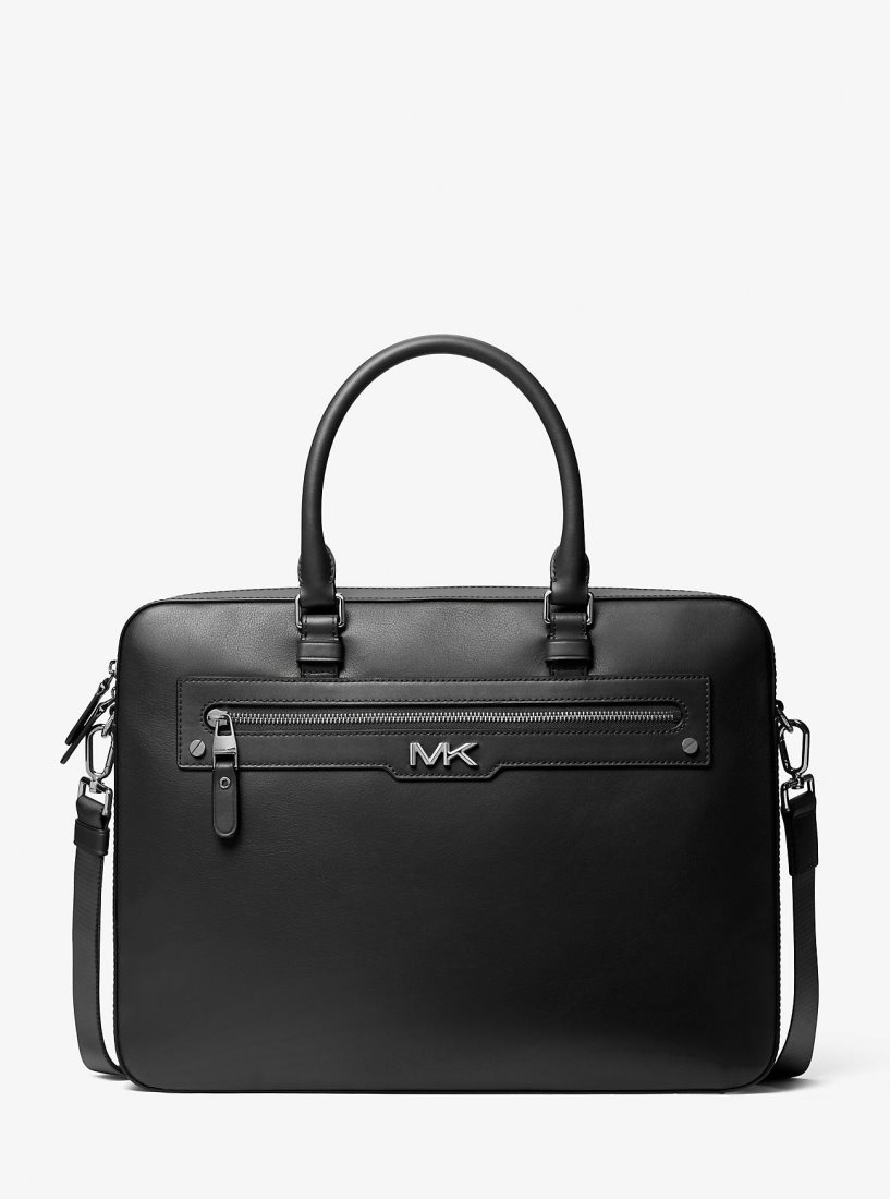 Michael Kors Varick Large Leather Briefcase Handtasche Herren Schwarz | QCLWJX974