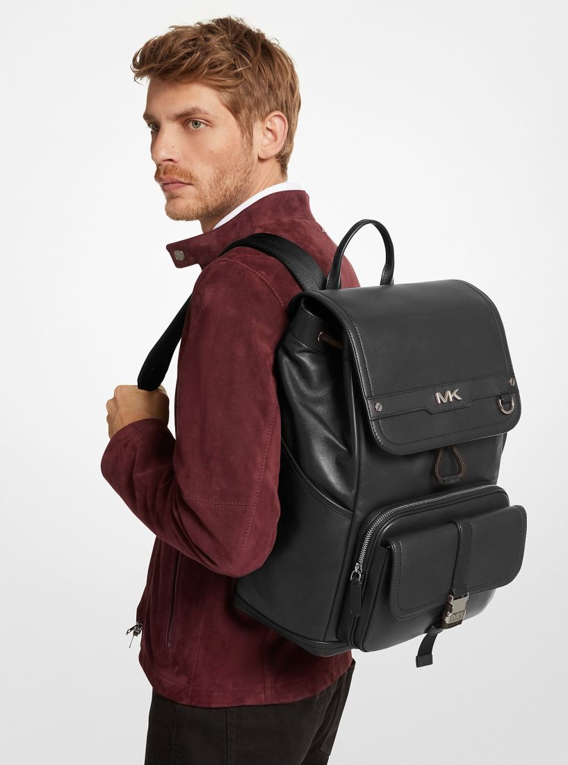 Michael Kors Varick Leather Backpack Rucksäcke Herren Schwarz | OTFPYN974