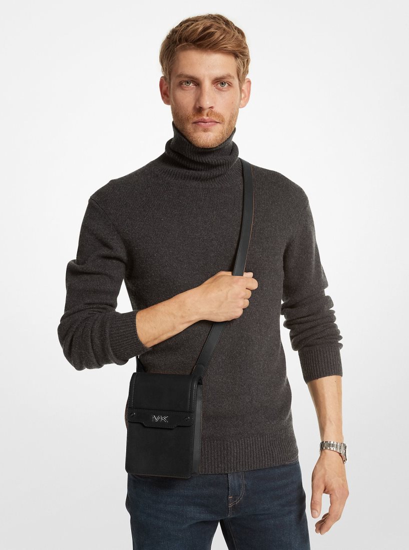 Michael Kors Varick Leather Smartphone Crossbody Bag Umhängetasche Herren Schwarz | JHQCUE508