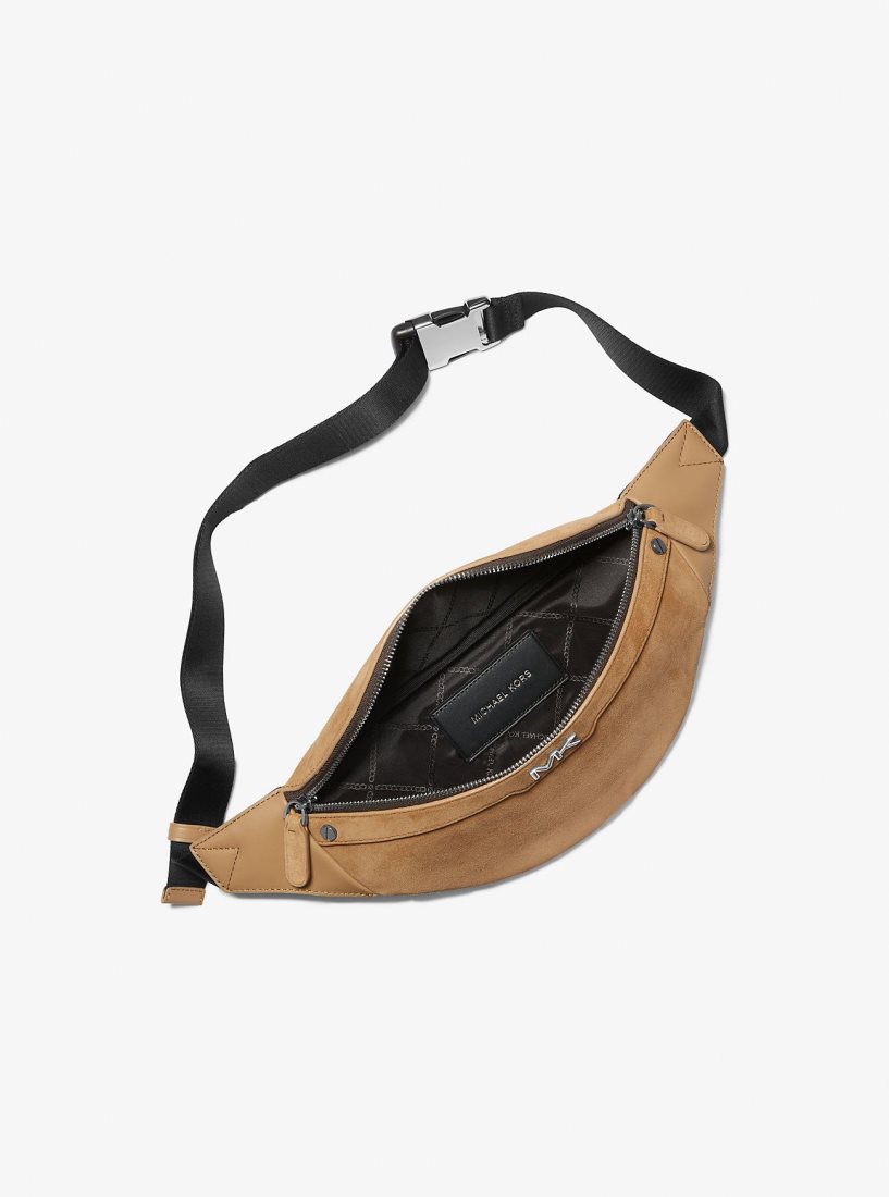 Michael Kors Varick Small Suede Belt Bag Umhängetasche Herren Braun | EHNXPJ580