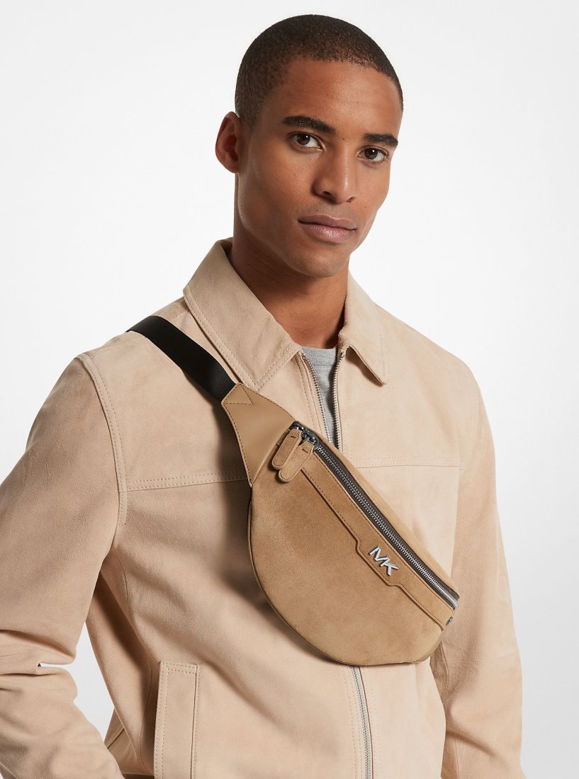 Michael Kors Varick Small Suede Belt Bag Umhängetasche Herren Braun | EHNXPJ580