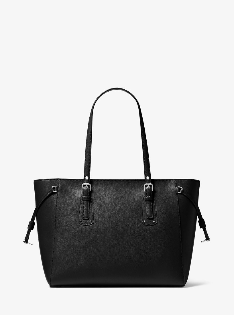 Michael Kors Voyager Medium Crossgrain Leather Tote Bag Handtasche Damen Schwarz | BKNDCH593