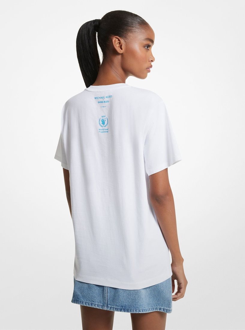 Michael Kors Watch Hunger Stop Organic Cotton Unisex T-Shirt T-shirts Damen Weiß | NPCQOE103