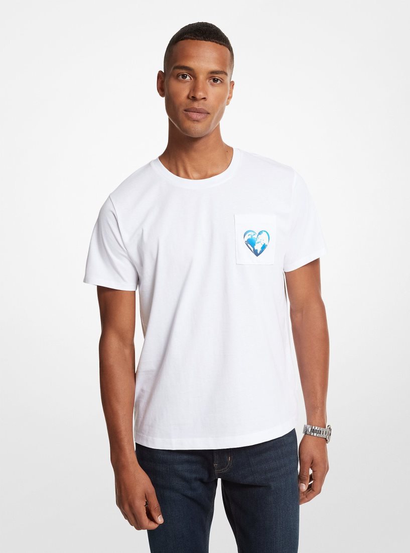 Michael Kors Watch Hunger Stop Organic Cotton Unisex T-Shirt T-shirts Damen Weiß | NPCQOE103