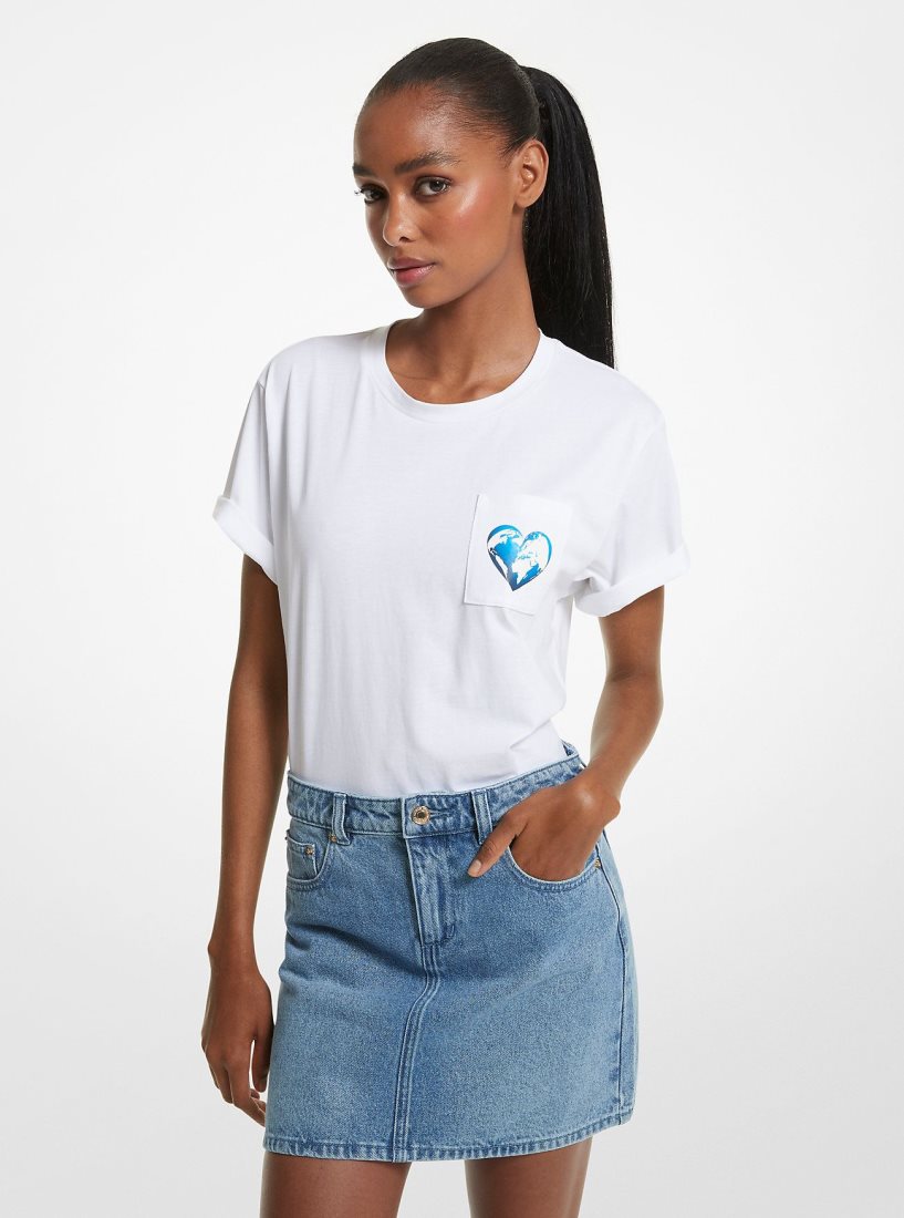 Michael Kors Watch Hunger Stop Organic Cotton Unisex T-Shirt T-shirts Damen Weiß | NPCQOE103