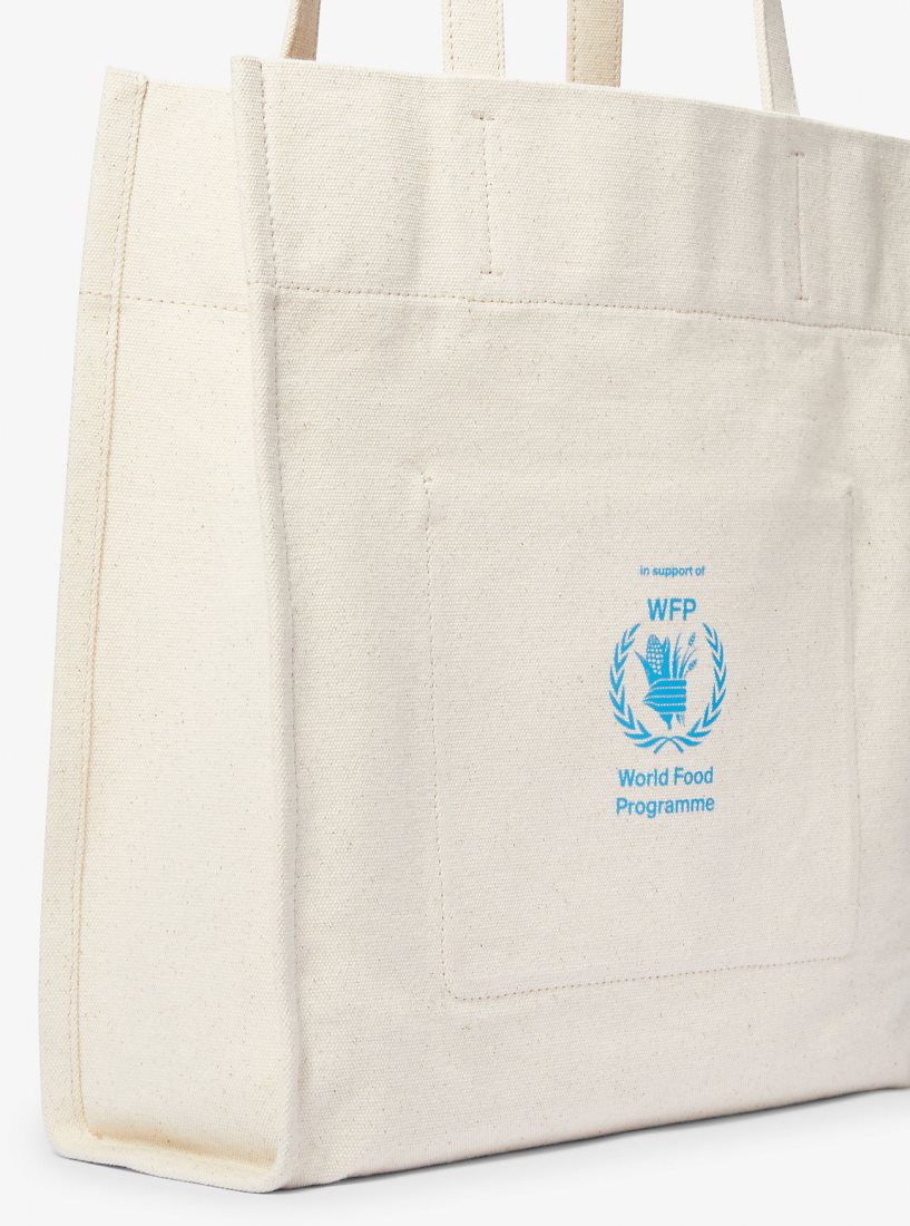 Michael Kors Watch Hunger Stop Recycled Cotton Canvas Tote Bag Handtasche Damen Beige | XUFKIB902
