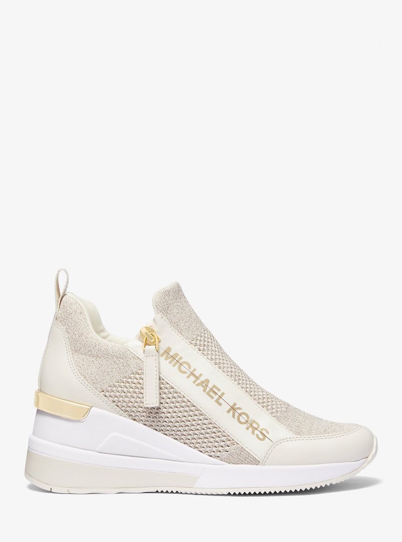 Michael Kors Willis Metallic Stretch Knit Trainer Sneakers Damen Champagne | BIORVW956