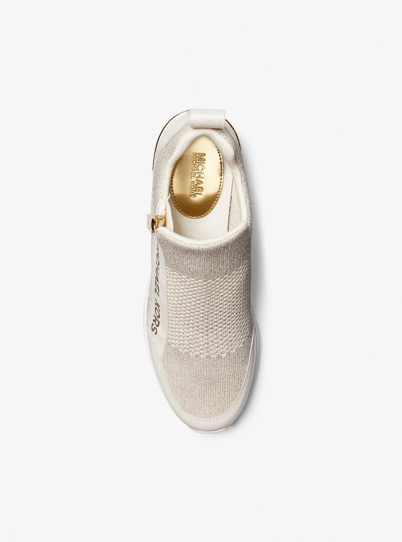 Michael Kors Willis Metallic Stretch Knit Trainer Sneakers Damen Champagne | BIORVW956