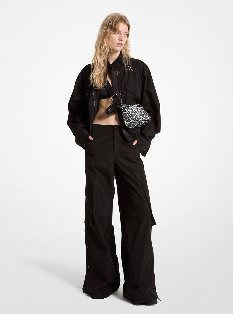 Michael Kors Woven Wide-Leg Cargo Pants Hose Damen Schwarz | QWORVD847