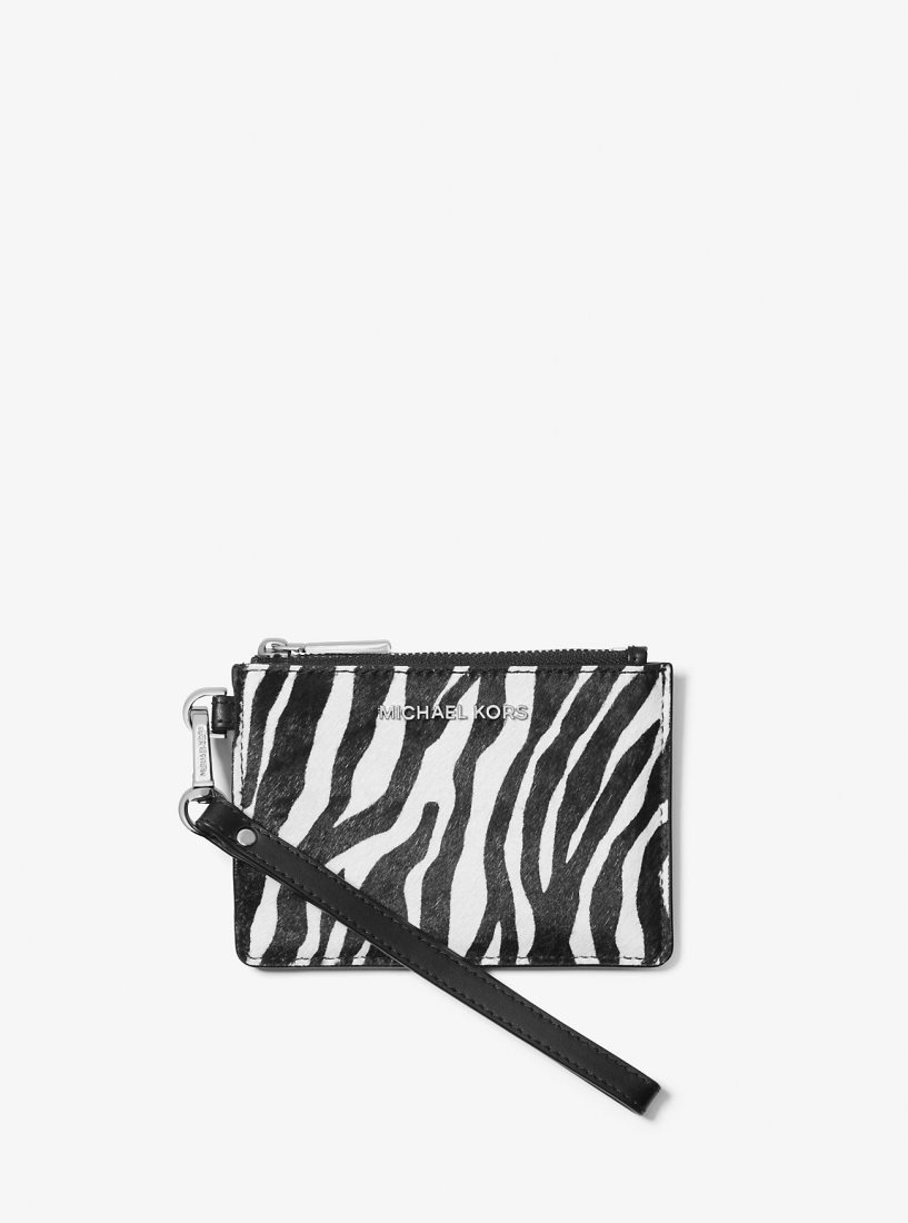 Michael Kors Zebra Print Calf Hair Coin Purse Münzgeldbörsen Damen Schwarz | UANRFX829