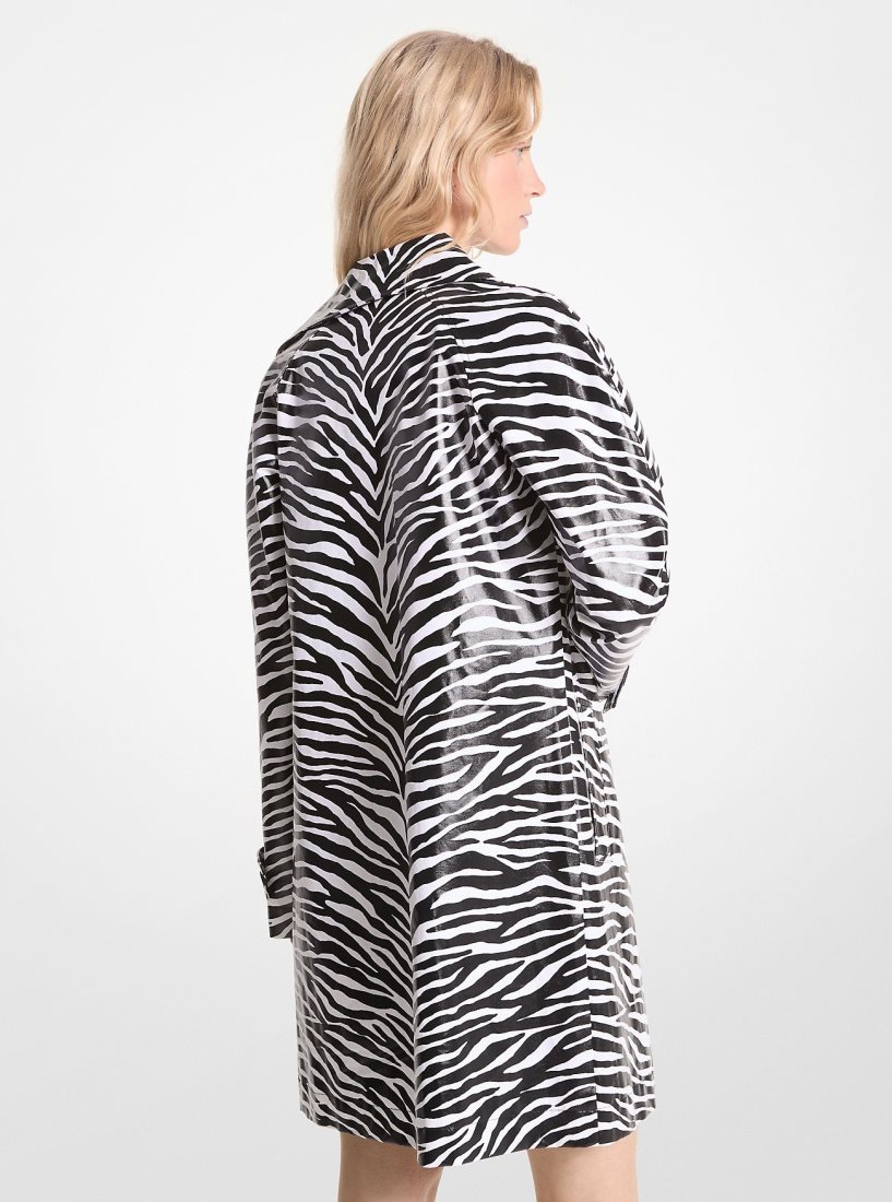 Michael Kors Zebra Print Cotton Twill Balmacaan Jacken Damen Schwarz Weiß | EALWIS980