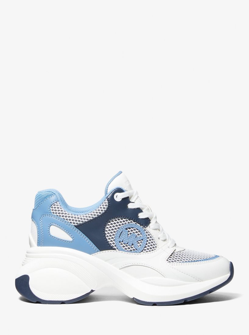 Michael Kors Zuma Leather and Mesh Trainer Sneakers Damen Frch Blu Mlt | ODCQBI634
