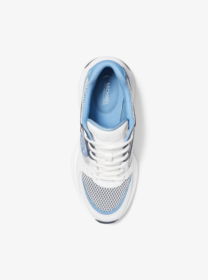 Michael Kors Zuma Leather and Mesh Trainer Sneakers Damen Frch Blu Mlt | ODCQBI634