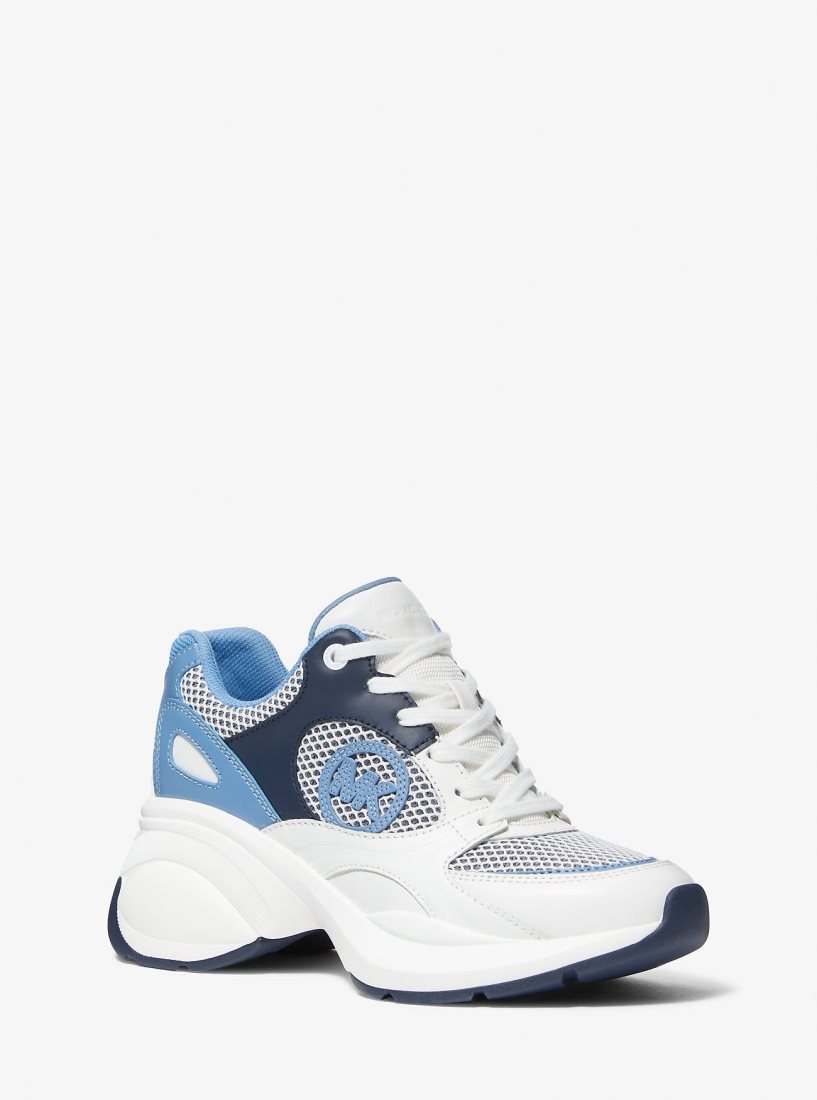 Michael Kors Zuma Leather and Mesh Trainer Sneakers Damen Frch Blu Mlt | ODCQBI634
